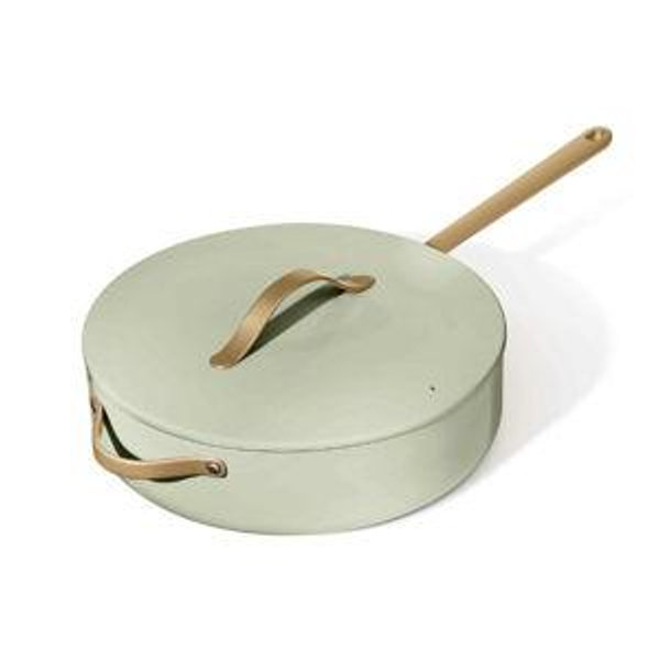 Beautiful 5.5 Quart Ceramic Non-Stick Sauté Pan with Strainer Lid, White Icing by Drew Barrymore - Walmart.com