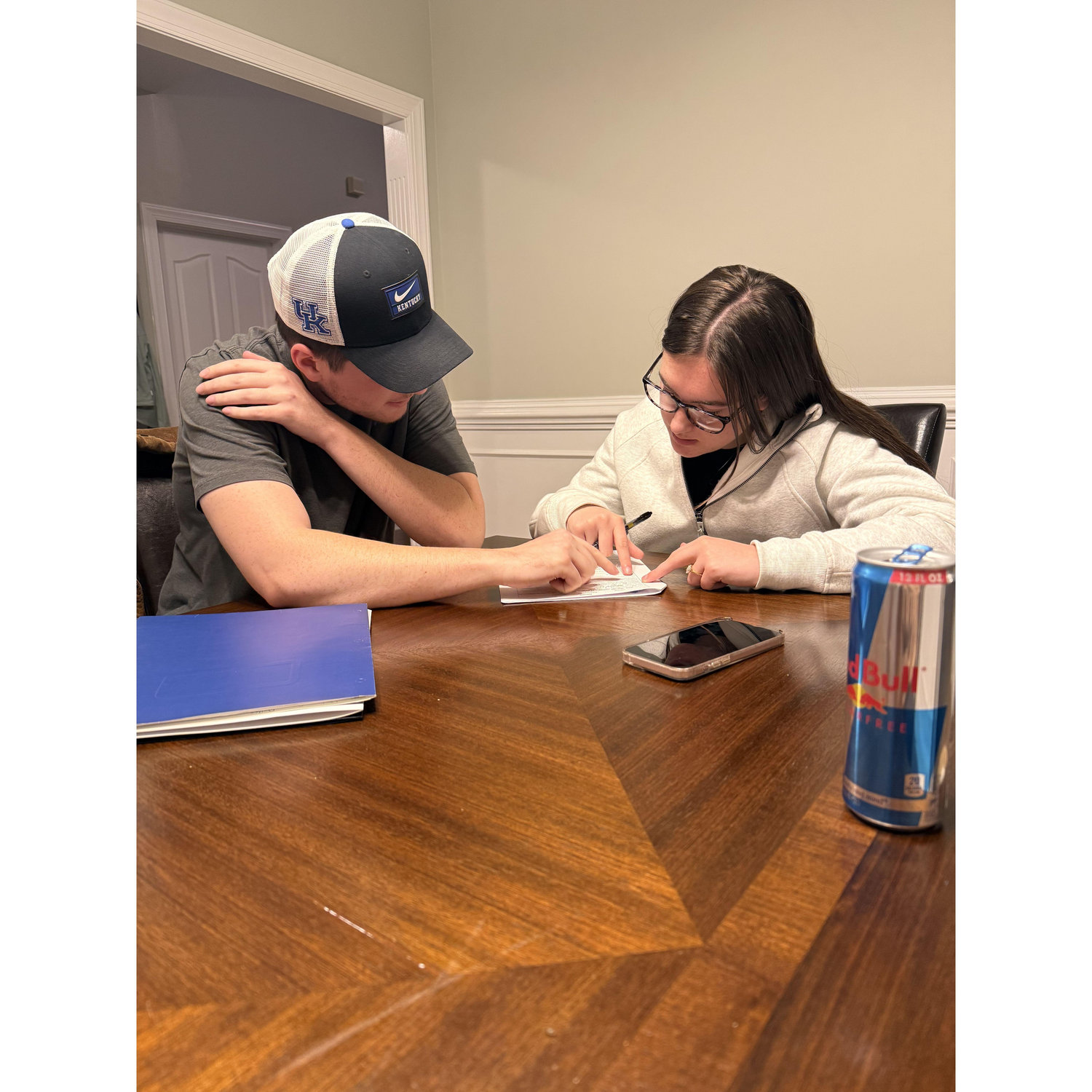 Signing papers for the church