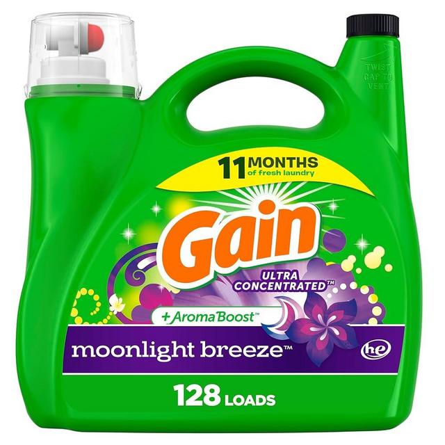 Gain + Aroma Boost Liquid Laundry Detergent, Moonlight Breeze Scent, 128 Loads, 184 fl oz, HE Compatible