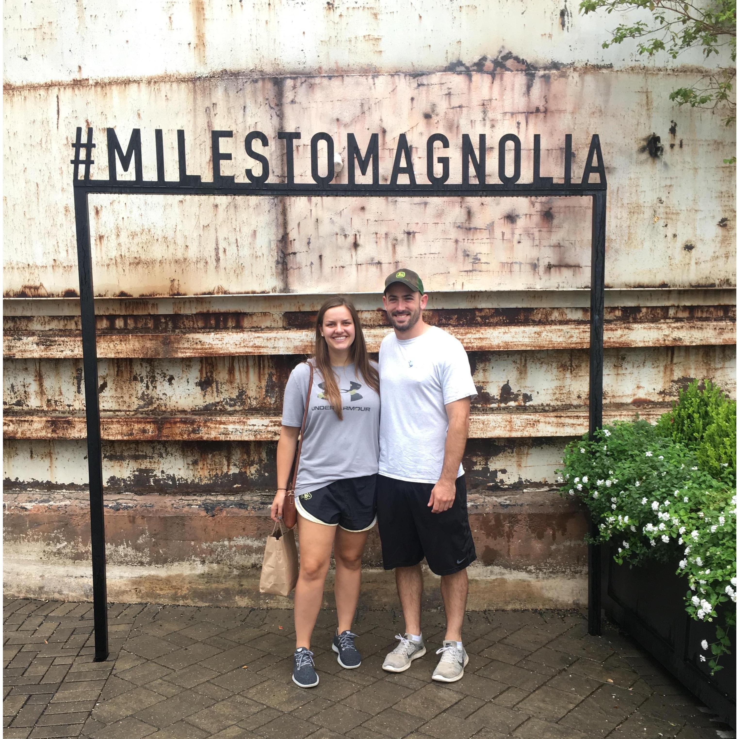 At Magnolia in Waco, Texas. We fled the hurricane in Austin and drove north until it stopped raining, and ended up here!