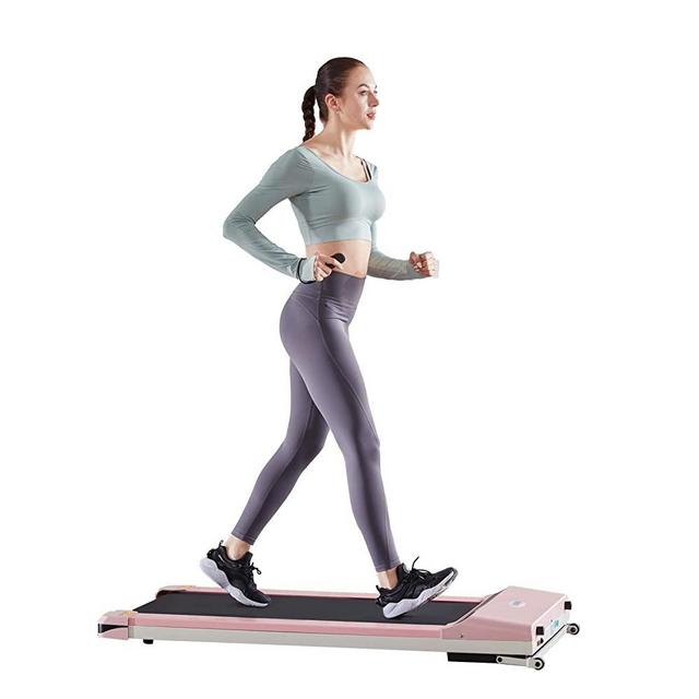 UMAY Portable Treadmill with Foldable Wheels, Under Desk Walking Pad Flat Slim Treadmill, Sports App, Installation-Free, Remote Control, Jogging Running Machine for Home/Office