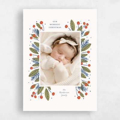Beige Standard Holiday Card - Evergreen Portrait