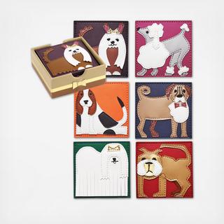 Pleather Pup Coaster, Set of 6