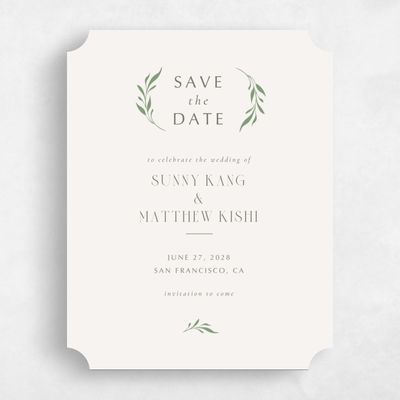 Green Ticket Wedding Save the Date - Clairemont Portrait
