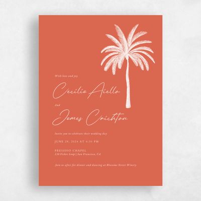 Burnt Orange Wedding Invitation - Seaview Portrait