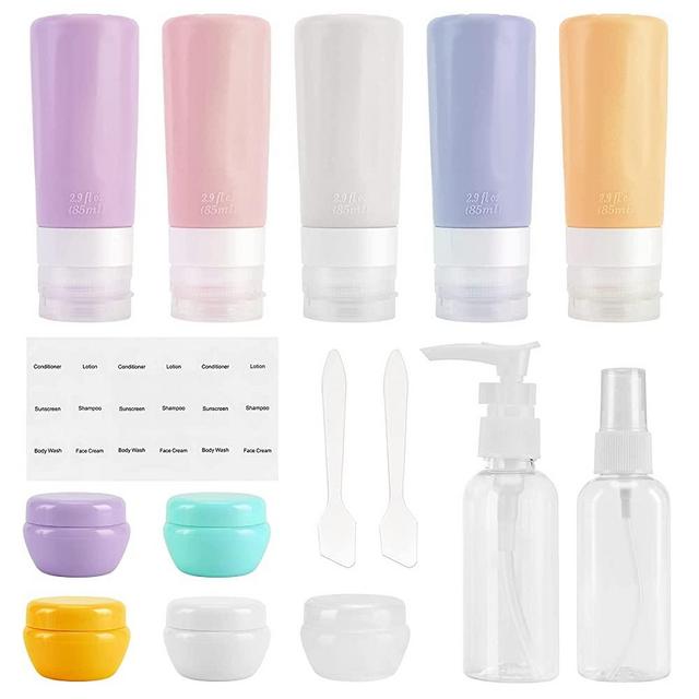 Beveetio Travel Bottles TSA Approved 15 Pack,2.9oz Silicone Refillable Size Containers, BPA Free Travel Tubes Toiletries for Cosmetic Shampoo Cream Conditioner Lotion Soap