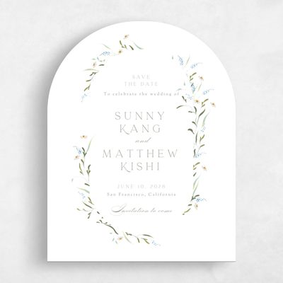 White Arch Wedding Save the Date - Pero Portrait