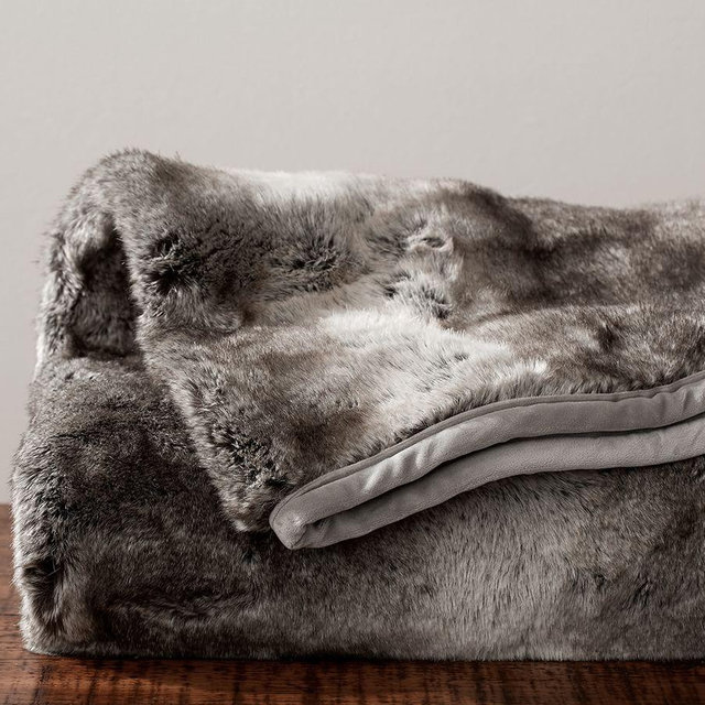 Ombre Faux Fur Throw, 60x80", Gray Ombre