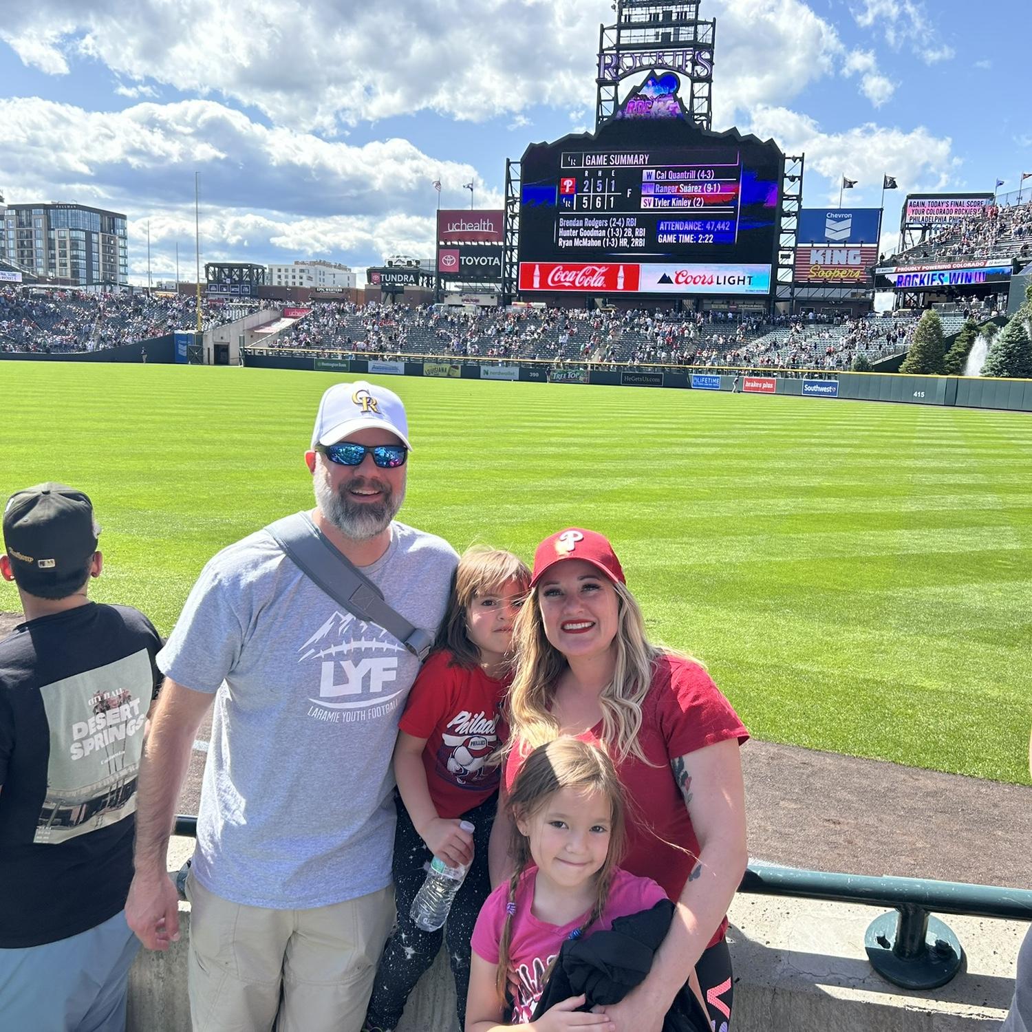 First baseball game with the girls. Phillies v. Rockies - Denver, CO