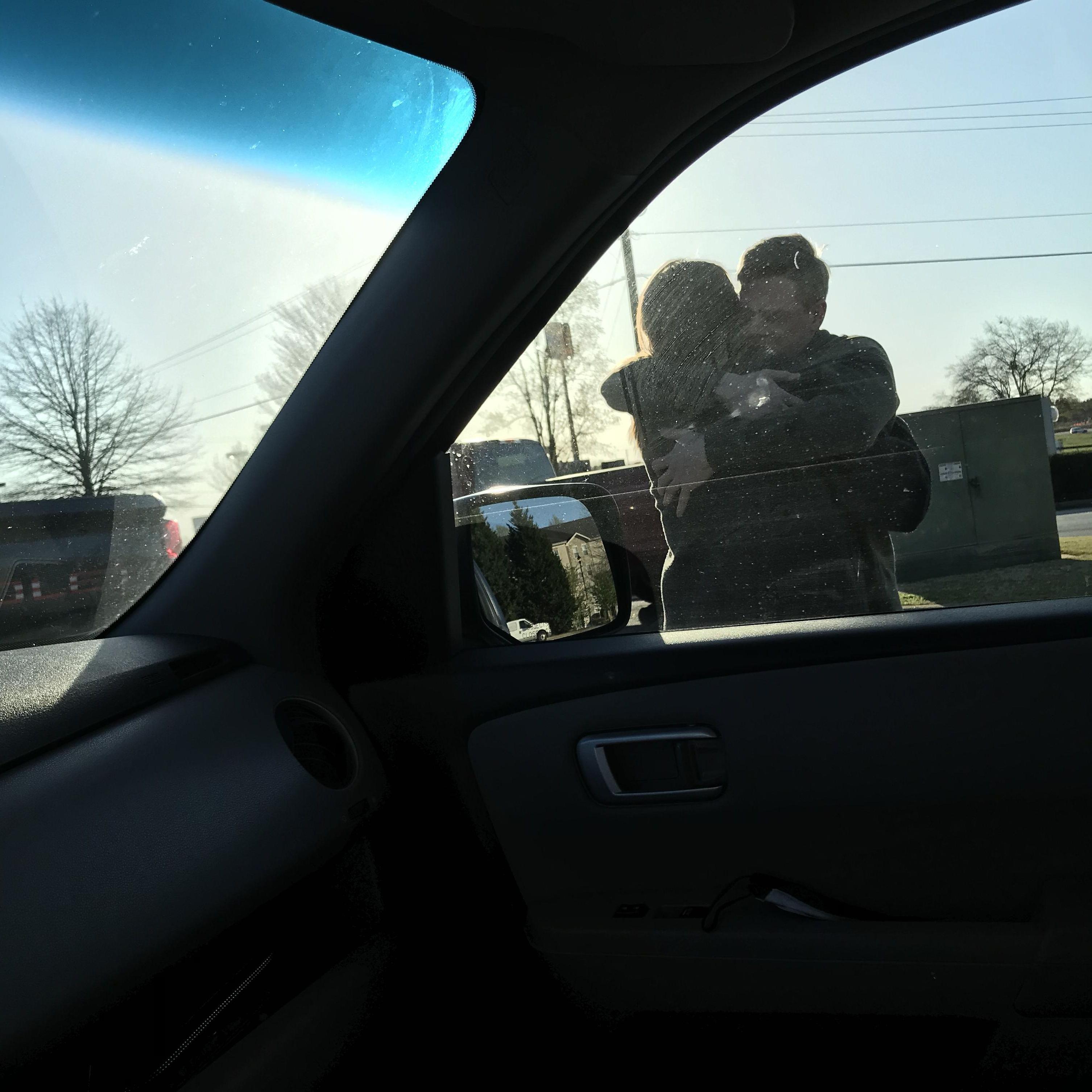 Saying goodbye before Jackson left for 6 months