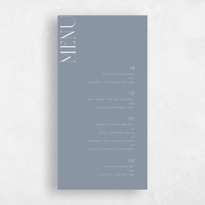 Dusty Blue Wedding Menu - Falcon