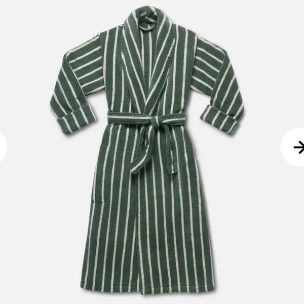 Super-Plush Robe - Striped Botanical Green - Large