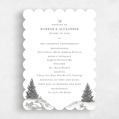 White Scalloped Wedding Program - Auburn