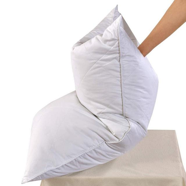 White Goose Feather Bed Pillow - 600 Thread Count Egyptian Cotton, Medium Firm,Soft Support Queen Size,White Solid (Queen Size:One Pillow)