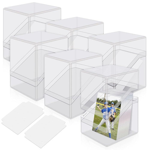 Mlikero Card Deck Cases, 6 Pack Acrylic Commander Deck Box Holding 100+ Sleeved Cards with 6 Dividers, Clear Card Storage Box Fit for MTG, TCG, Sports Cards