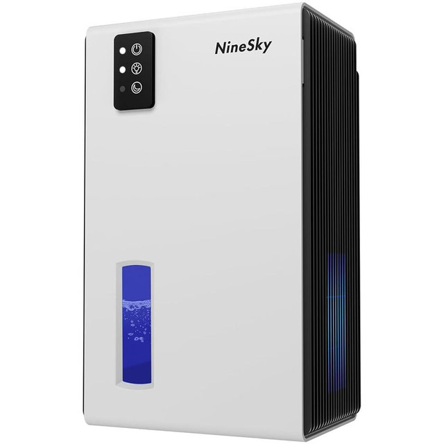 NineSky Dehumidifiers for Home, 1000 Sq.Ft Dehumidifier with 95oz Water Tank, Quiet Dehumidifier for Basement Bathroom Bedroom with 7-Color Ambient Light & Auto Shut Off, White
