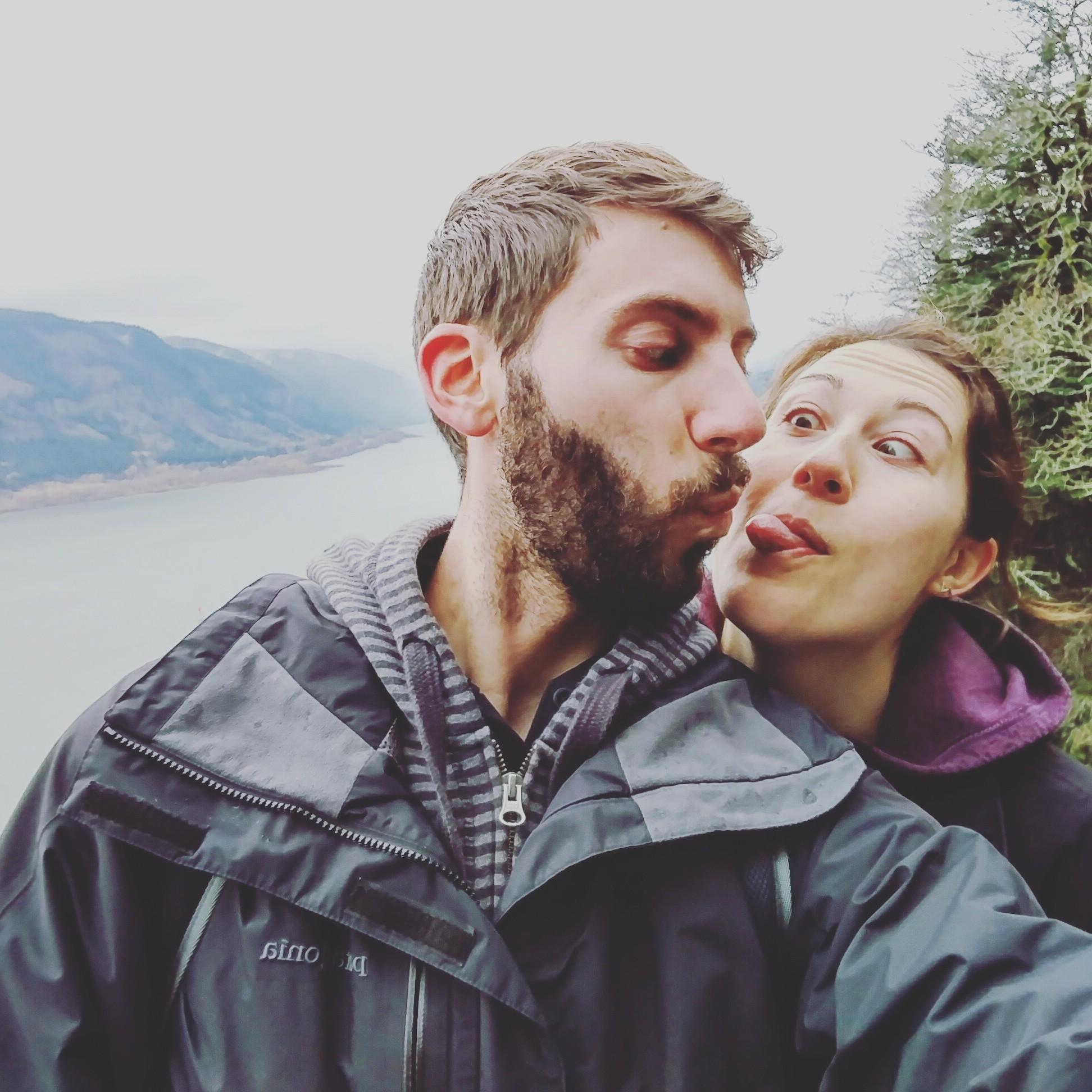 Hiking in the Columbia River Gorge. This photo explains why we get along so well :)