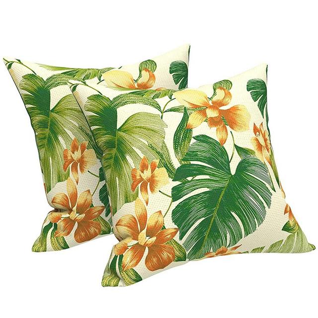LVTXIII Outdoor/Indoor Throw Pillows, Decorative Throw Pillows with Inserts, 18”x18” Square Pillows for Bed, Couch, Sofa and Patio Furniture (Set of 2, Banana Leaf)