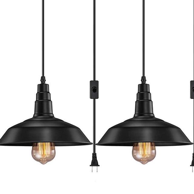 FadimiKoo Plug in Pendant Light E26 E27 Industrial Hanging Pendant Lights Vintage Hanging Light Fixture with 13.12ft Cord On/Off Switch 2 Pack