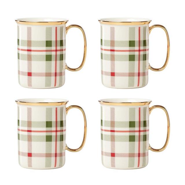 LENOX 894967 Holiday Plaid 4-Piece Mug Set