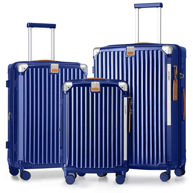 Joyway Luggage Sets 3 Piece, Expandable Suitcase with Smart Cup Holder and USB Port, Hardside Carry On Checked with TSA Lock Spinner Double Wheels, Blue
