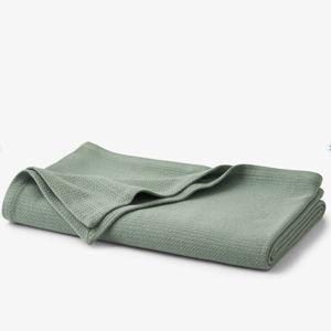 Textured Cotton Weave Blanket, queen size, color Thyme