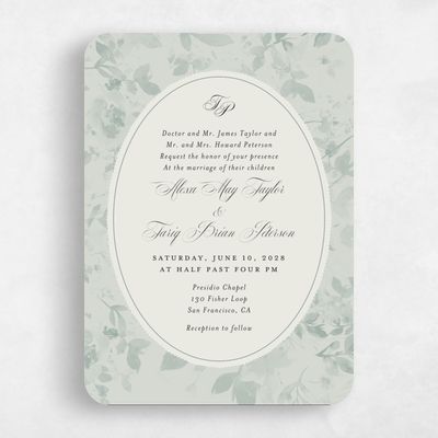 Green Rounded Wedding Invitation - Hermine Classic
