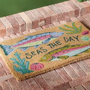 Seas the Day Fish Printed Coir Doormat