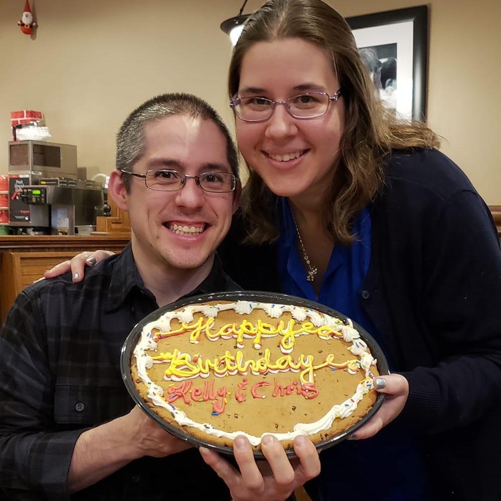 Celebrating our bithday together for the first time!--January 2019