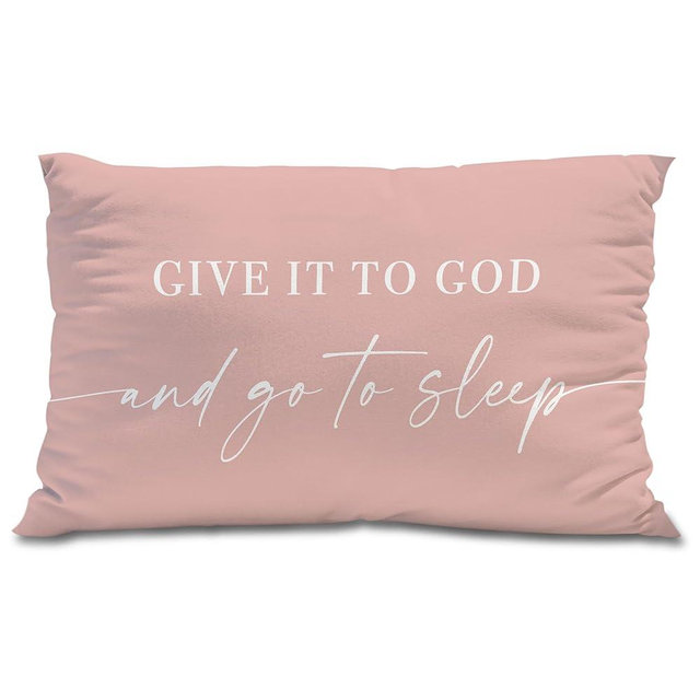 Knibeo Give It to God and Go to Sleep, Decorative Pillows Cover for Bed, Throw Pillows Cover for Bed,12x20 Inch Pillow Case,Decorative Bed Pillows Cover for Bedroom Room(12x20,Pink)