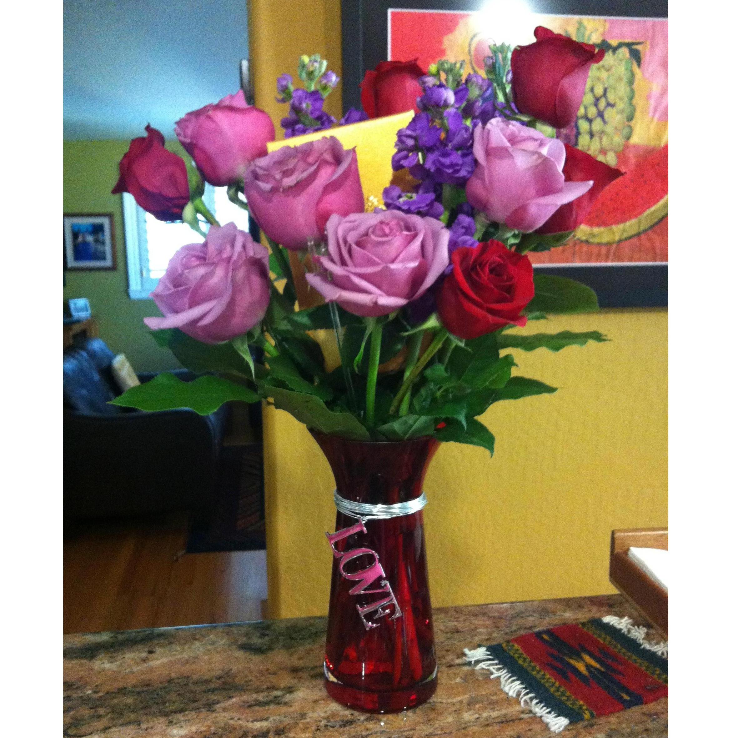 While Christian was away in Rome, we texted, Skyped (remember that??) and Snapchatted nonstop. He even sent me these flowers! We became so close during this time apart. (Valentine's Day 2013)