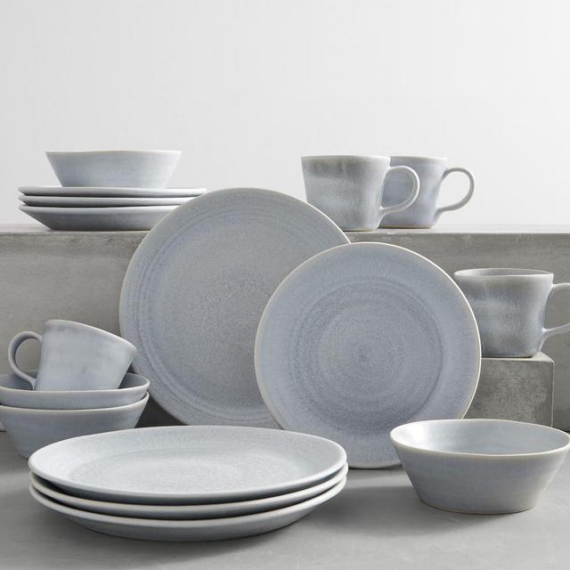 Larkin Reactive Glaze Stoneware 16-Piece Dinnerware Set - Chambray Blue