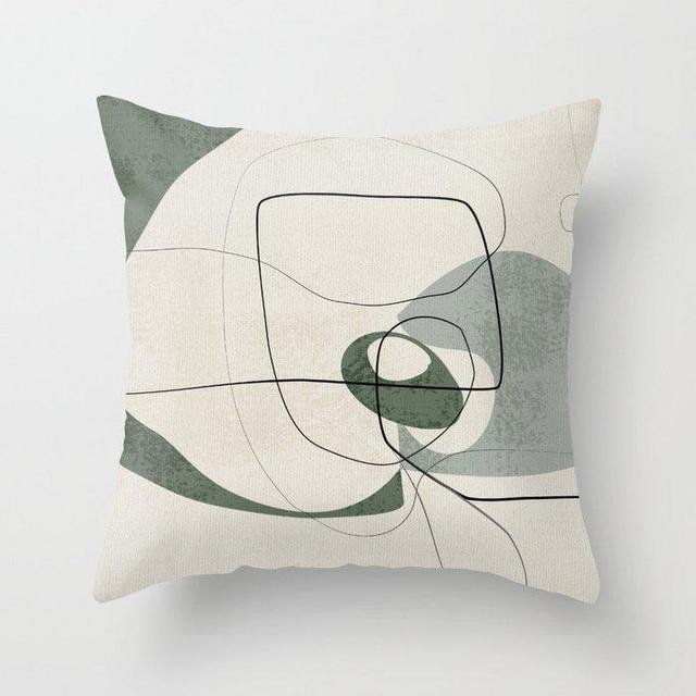 Minimalist Abstract Art Shapes - Scribbles Hunter Green 2 Throw Pillow