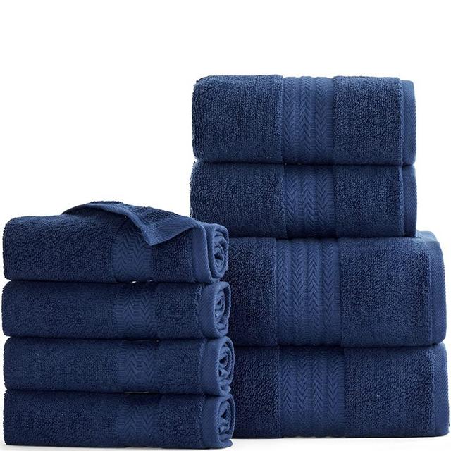 Bedsure Cotton Bath Towel Set - 600 GSM 100% Turkish Cotton Quick Dry Towel Sets Luxury Navy Blue Soft Absorbent Towels for Bathroom, 2 Bath Sheets, 2 Hand Towels, 4 Washcloths