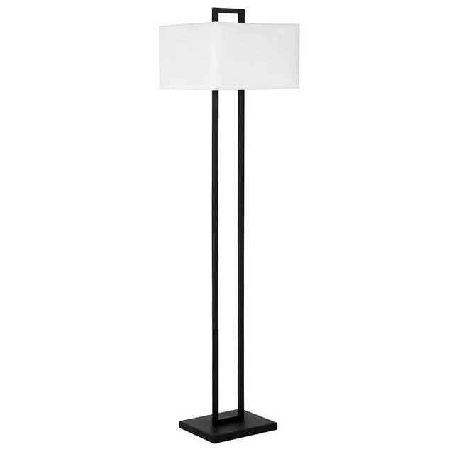 Adair 68" Tall Floor Lamp with Fabric Shade in Blackened Bronze/White