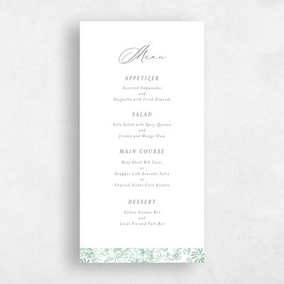 Celadon Green Wedding Menu - Hallberg