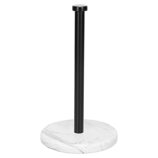 NearMoon Standing Paper Towel Holder, Kitchen Paper Towel Roll Holder- for Bathroom Kitchen Countertop, Standard or Jumbo-Sized Roll Holder (with Marble Base, Matte Black)