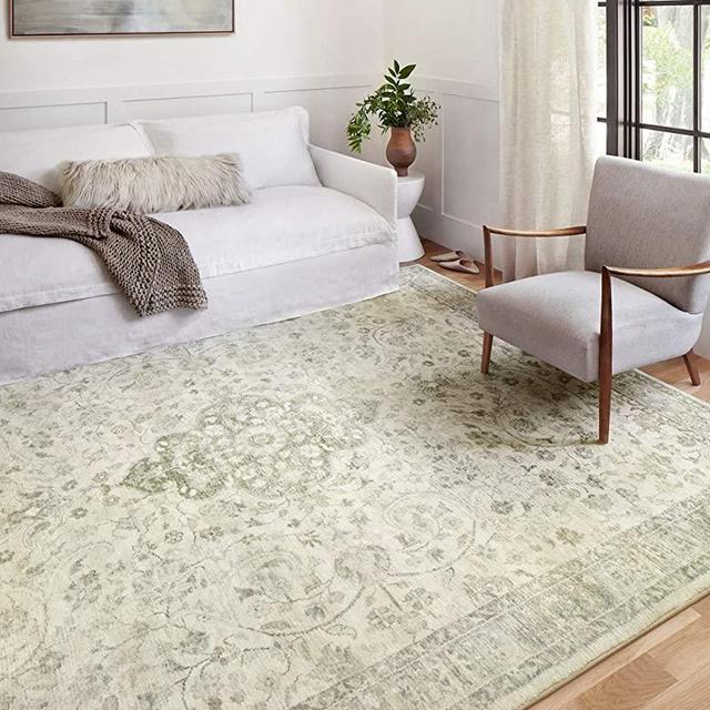 Loloi II Rosette ROS-02 Ivory / Silver, Traditional Area Rug, 5'-0" x 7'-6"