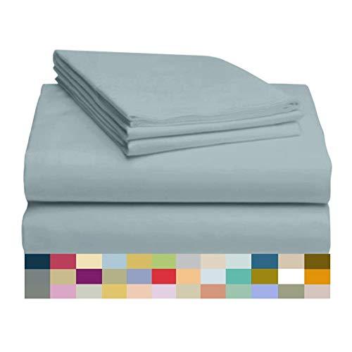 LuxClub 4 PC Sheet Set Bamboo Sheets Deep Pockets 18" Eco Friendly Wrinkle Free Sheets Hypoallergenic Anti-Bacteria Machine Washable Hotel Bedding Silky Soft - Light Teal Twin