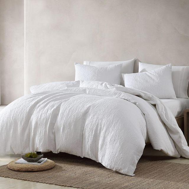 White Lucette 3-Piece Cotton Comforter & Shams Set, Queen