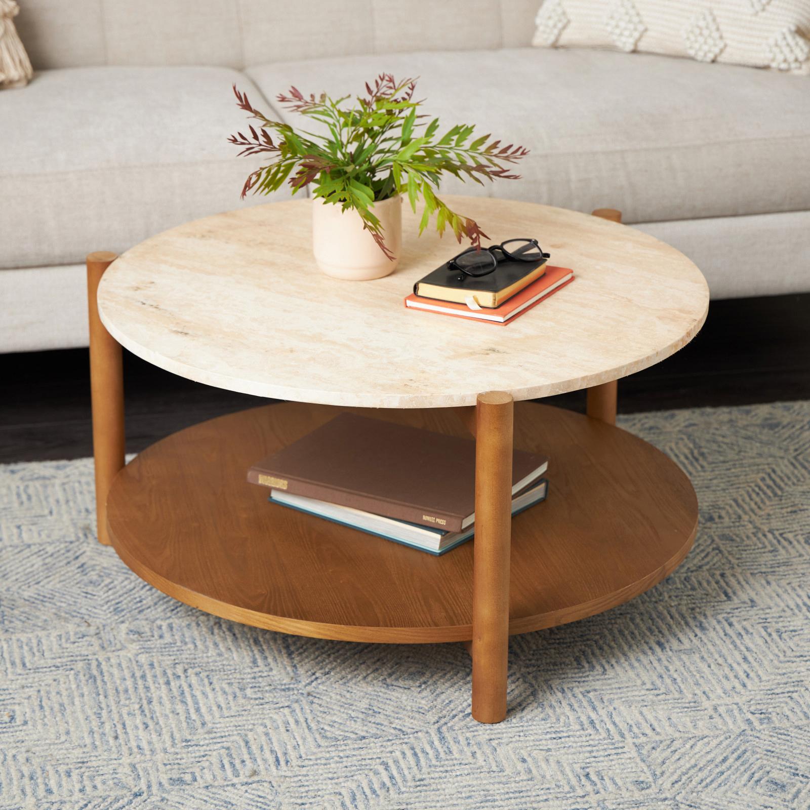 Tisbury Lane, Round Marble Top Living Room Coffee Table | Zola