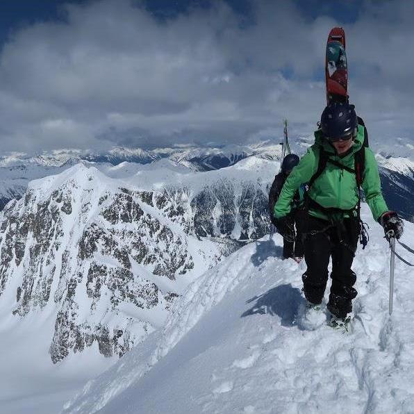 Marcy on the summit of Matier, before an amazing run down.