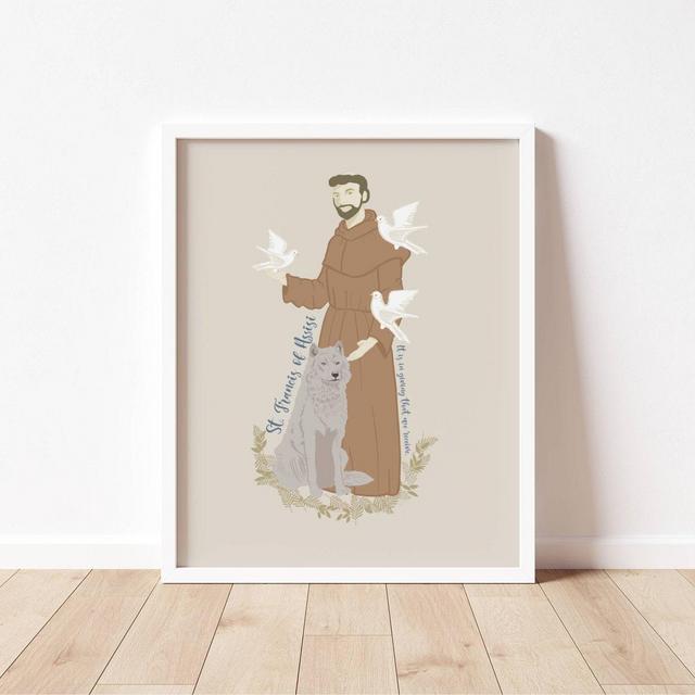 ST FRANCIS of ASSISI - Catholic Saint Art Print - Digital Download - Communion of Saints -Saint Series - Quote