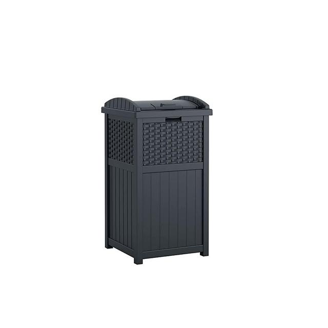 Suncast 33 Gallon Resin Outdoor Hideaway Patio Trash Can, Cyberspace