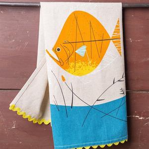 Fish Flowers Dish Towel