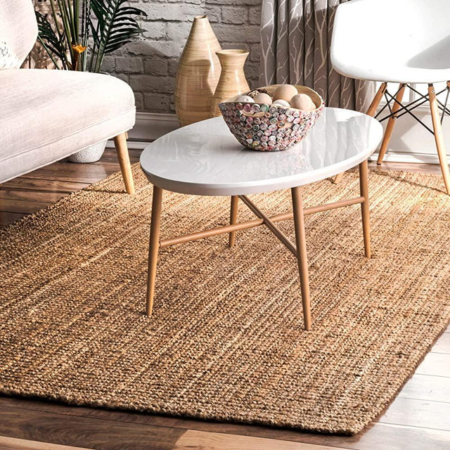 nuLOOM Ashli Handwoven Solid Jute Rug, 5' x 8', Natural