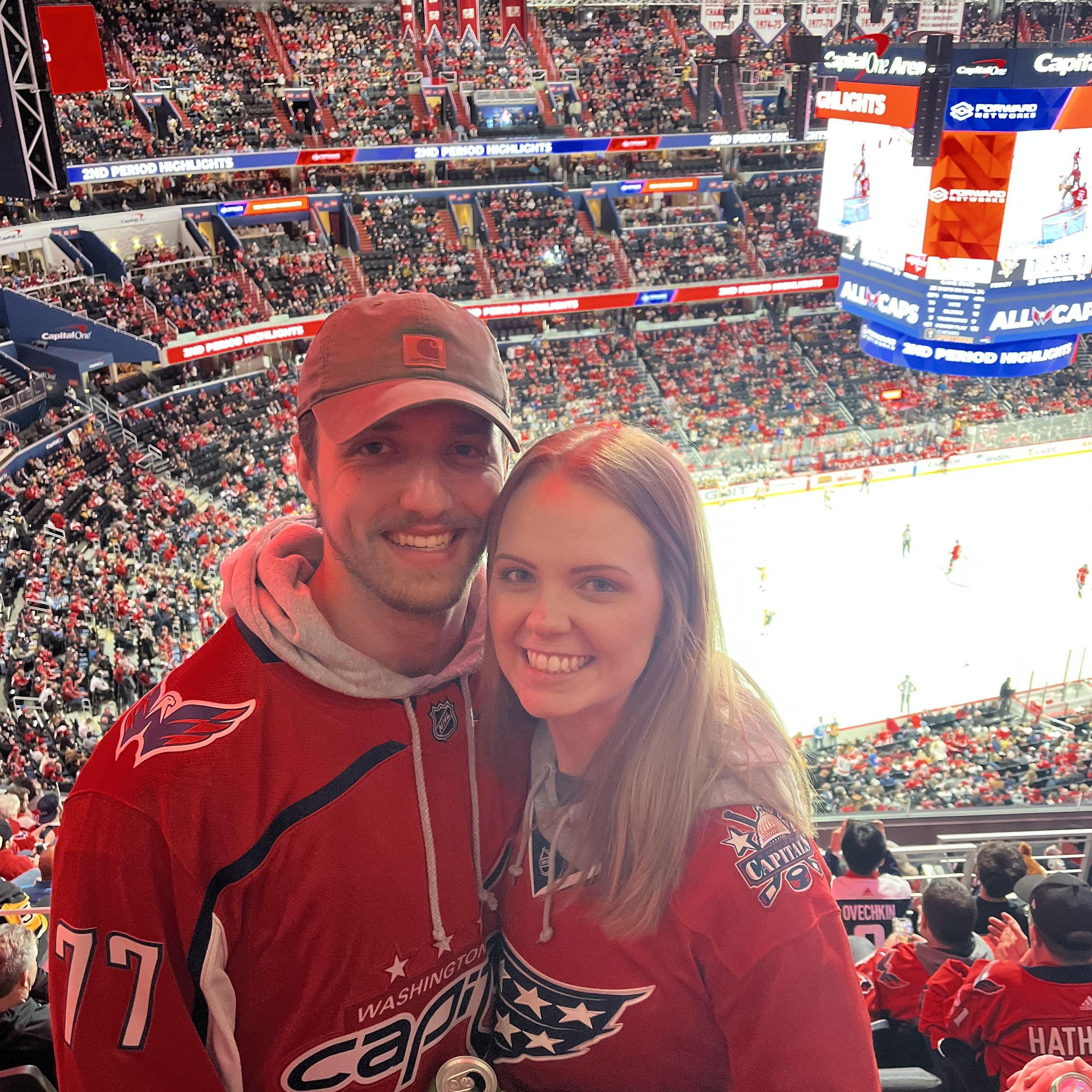 I told myself that by the time we went to the Caps game I’d tell him I love him. He beat me to the punch and dropped the L bomb a good two weeks before this Caps game!