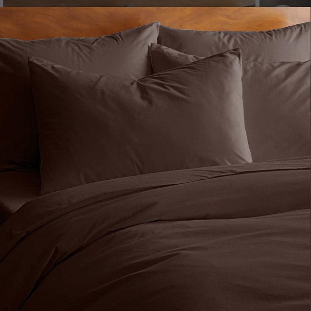 Organic Brushed Cotton Duvet Cover - Espresso, Full/Queen