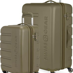 SWISSGEAR Signature Carry-On/Large Hardside Expandable Spinner Luggage Set, ABS Construction, TSA-Friendly Lock, Olive Branch, 2-Piece Set (19/27-Inch)