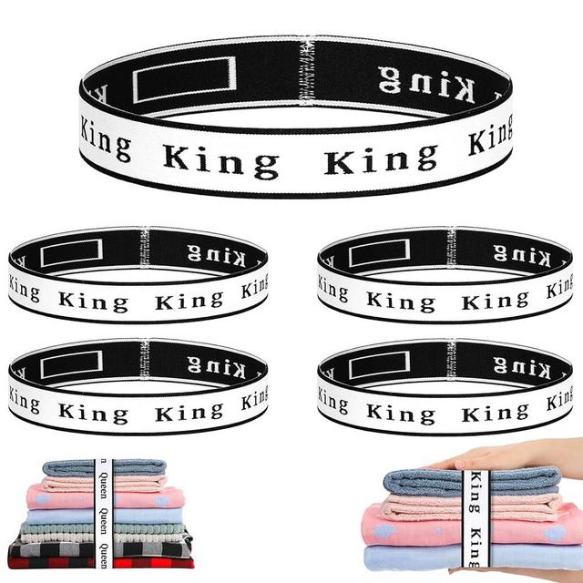 wuher 4Pcs Bed Sheet Organizer Bands Sheets Labels for Elastic Bedding Linen Closet Storage Foldable Sheet Set Organizer Sheet Keeper Band(King)